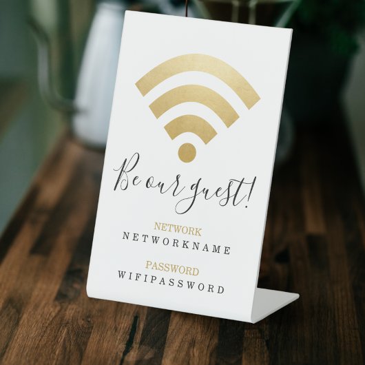 Wifi wachtwoord en netwerk op maat reclamebord met voetstuk