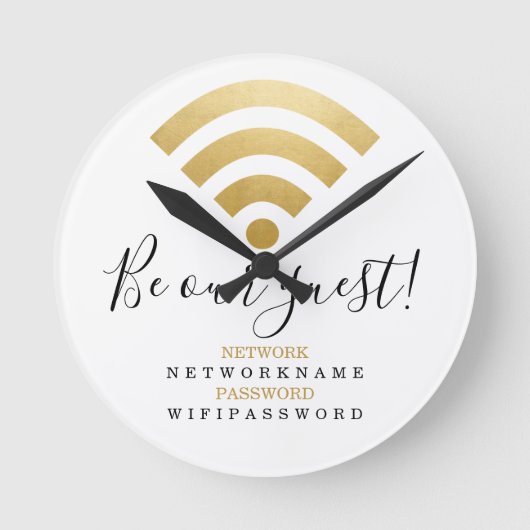 Wifi wachtwoord en netwerk op maat ronde klok (Voorkant)