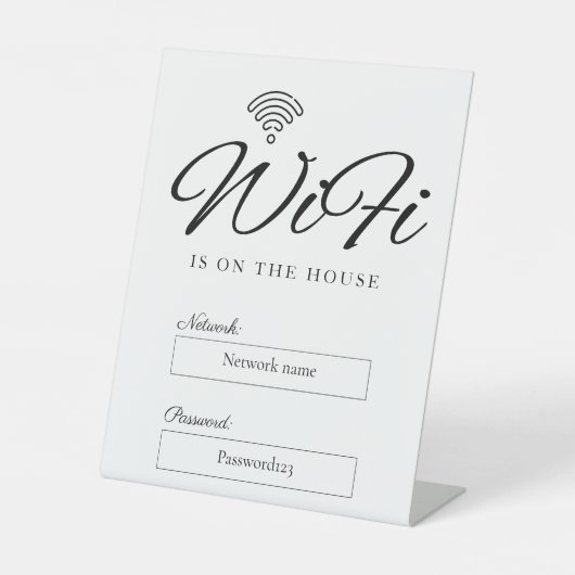 Wifi-wachtwoord en netwerkvoetstukbord reclamebord met voetstuk (Voorkant)