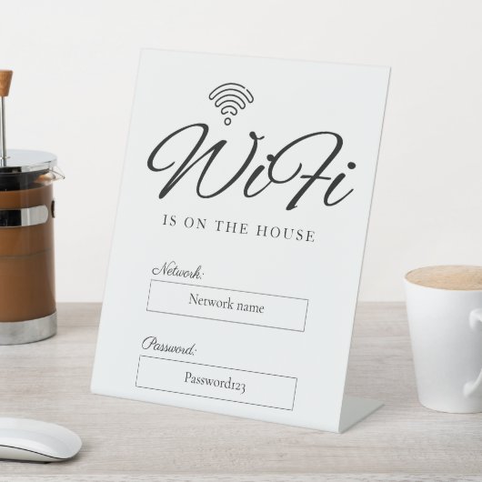 Wifi-wachtwoord en netwerkvoetstukbord reclamebord met voetstuk (Insitu)