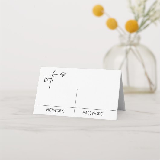 WIFI WACHTWOORD Gevouwen Tafel Top Sign Gevouwen K Plaatskaartje (Achterkant)