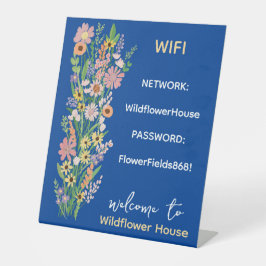 WIFI-wachtwoord handgeschilderde bloemen vakantiev Reclamebord Met Voetstuk