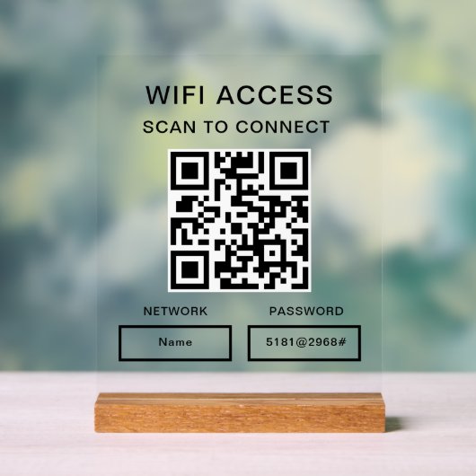 WiFi-wachtwoord & netwerk Gepersonaliseerde QR-cod Acryl Bord (Neutraal)