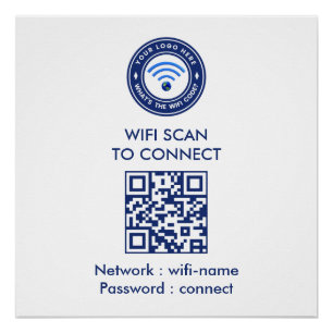 WiFi Wachtwoord QR Code Bord Wi‑Fi Makelaar Perfect Poster