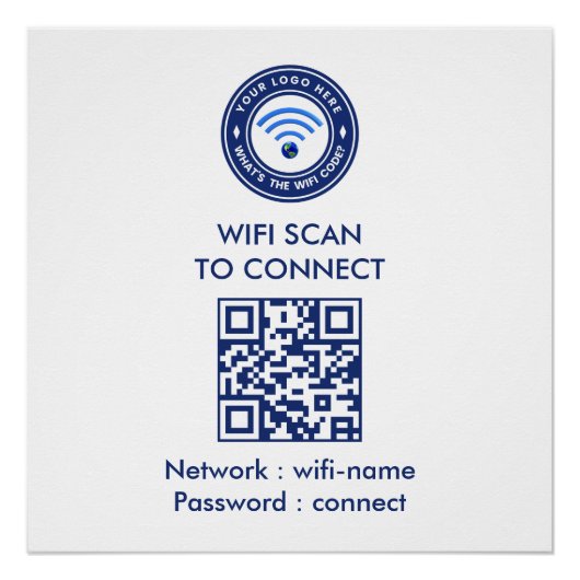 WiFi Wachtwoord QR Code Bord | Wi‑Fi | Makelaar  Perfect Poster (Voorkant)