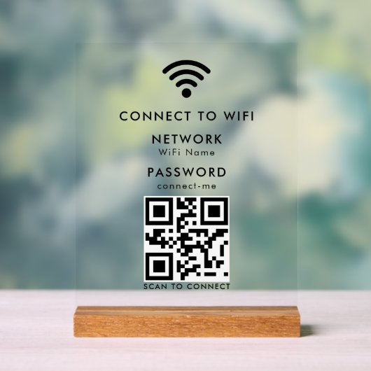 Wifi Wachtwoord | QR Code Scan om te Verbinden  Acryl Bord (Neutraal)