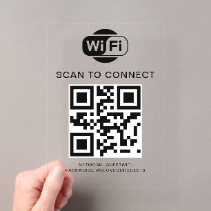Wifi Wachtwoord QR Code Scan om te Verbinden Acryl Uitnodigingen