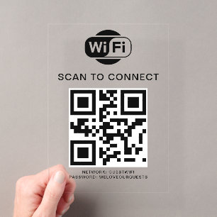 Wifi Wachtwoord QR Code Scan om te Verbinden Acryl Uitnodigingen