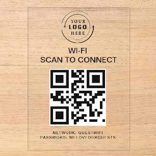 Wifi Wachtwoord QR Code Scan om te Verbinden Acryl Uitnodigingen