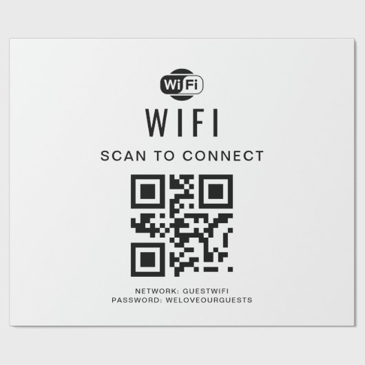 Wifi Wachtwoord | QR Code Scan om te Verbinden Cadeaupapier (Vlak)