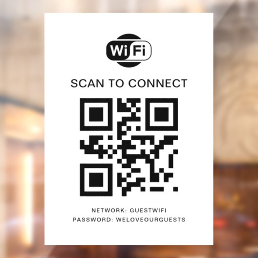 Wifi Wachtwoord | QR Code Scan om te Verbinden  Raamsticker (Vel 2)