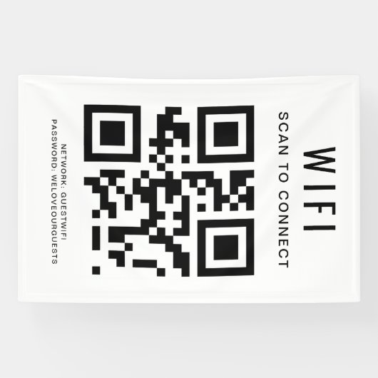 Wifi-wachtwoord | QR-code scannen om te verbinden Spandoek (Horizontaal)
