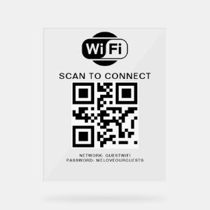 WiFi-wachtwoord QR-codescan om verbinding te mak Acryl Bord