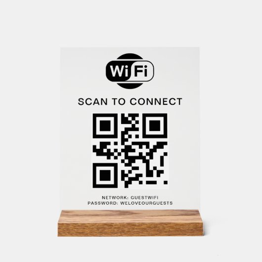WiFi-wachtwoord | QR-codescan om verbinding te mak Acryl Bord (Voorkant)