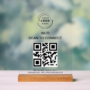 WiFi-wachtwoord   QR-codescan om verbinding te mak Acryl Bord