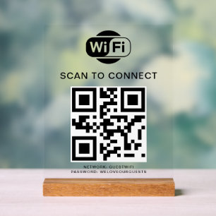 WiFi-wachtwoord   QR-codescan om verbinding te mak Acryl Bord