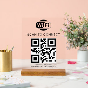 WiFi-wachtwoord   QR-codescan om verbinding te mak Acryl Bord
