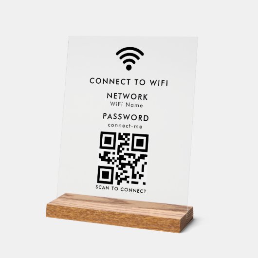 WiFi-wachtwoord | QR-codescan om verbinding te mak Acryl Bord (Hoek)