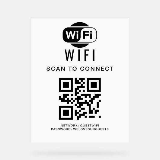 WiFi-wachtwoord | QR-codescan om verbinding te mak Acryl Bord (Voorkant)