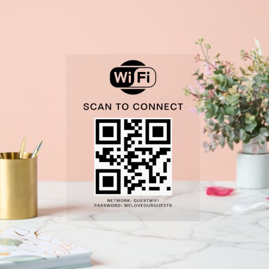 WiFi-wachtwoord | QR-codescan om verbinding te mak Acryl Bord (Huwelijk)