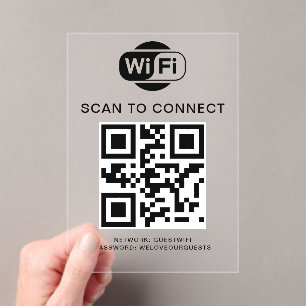 WiFi-wachtwoord QR-codescan om verbinding te mak Acryl Uitnodigingen