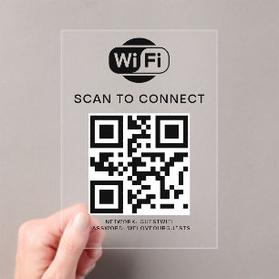 WiFi-wachtwoord QR-codescan om verbinding te mak Acryl Uitnodigingen