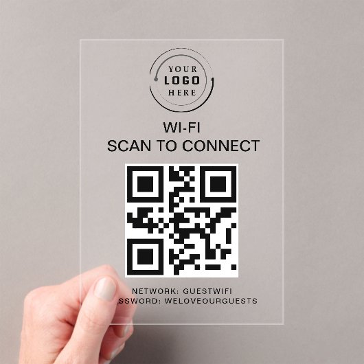 WiFi-wachtwoord | QR-codescan om verbinding te mak Acryl Uitnodigingen (Insitu (Draagbaar))