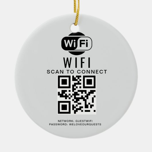 WiFi-wachtwoord | QR-codescan om verbinding te mak Keramisch Ornament (Voorkant)