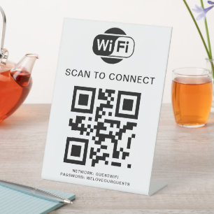 WiFi-wachtwoord QR-codescan om verbinding te mak Reclamebord Met Voetstuk