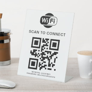 WiFi-wachtwoord   QR-codescan om verbinding te mak Reclamebord Met Voetstuk