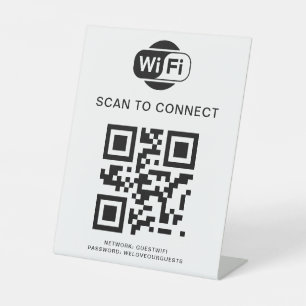 WiFi-wachtwoord QR-codescan om verbinding te mak Reclamebord Met Voetstuk