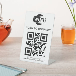 WiFi-wachtwoord QR-codescan om verbinding te mak Reclamebord Met Voetstuk