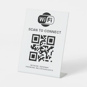 WiFi-wachtwoord QR-codescan om verbinding te mak Reclamebord Met Voetstuk