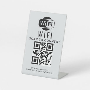 WiFi-wachtwoord QR-codescan om verbinding te mak Reclamebord Met Voetstuk