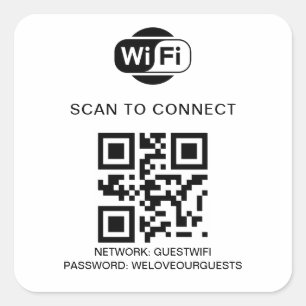 WiFi-wachtwoord   QR-codescan om verbinding te mak Vierkante Sticker