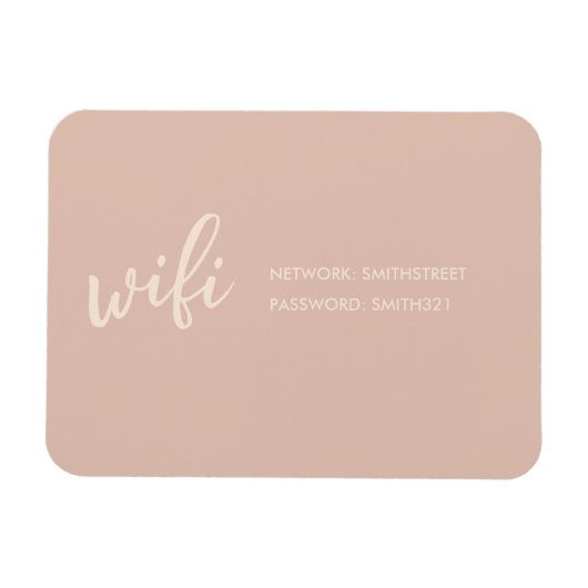 WIFI Wachtwoord Sign Beige Blush Magneet (Horizontaal)