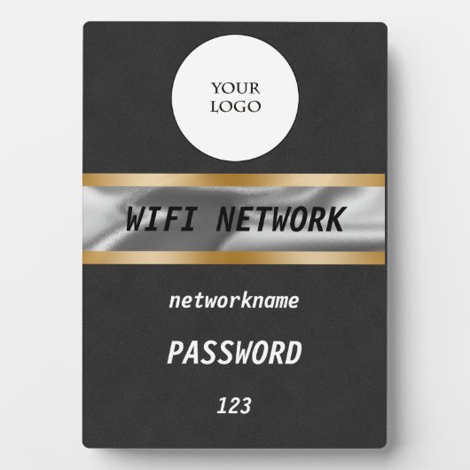 Wifi Wachtwoord Sign Zwart Suede Goud & Zilver Fotoplaat (voorkant)