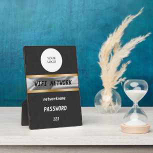 Wifi Wachtwoord Sign Zwart Suede Goud & Zilver Fotoplaat