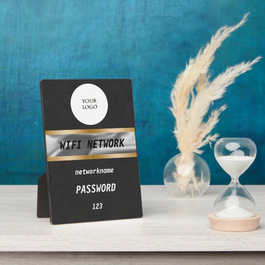 Wifi Wachtwoord Sign Zwart Suede Goud & Zilver Fotoplaat (Zijkant)