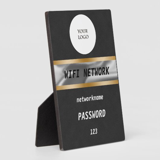 Wifi Wachtwoord Sign Zwart Suede Goud & Zilver Fotoplaat (Zijkant)