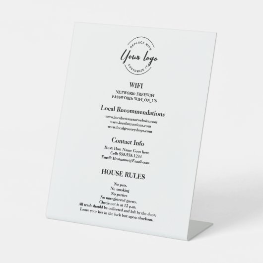 WIFI-wachtwoord voor Guest Your logo Reclamebord Met Voetstuk (Voorkant)
