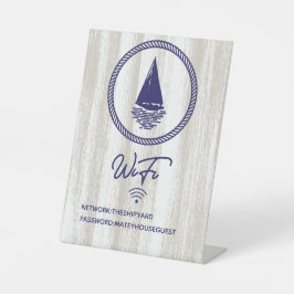 WIFI-wachtwoord voor Nautical Ship Blue Vacation H Reclamebord Met Voetstuk