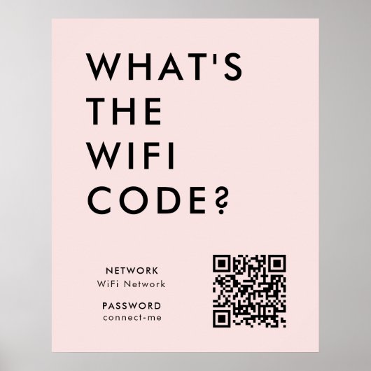WiFi-wachtwoord | Wat is de WiFi-code? QR-code Roz Poster (Voorkant)
