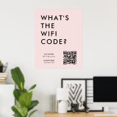WiFi-wachtwoord | Wat is de WiFi-code? QR-code Roz Poster (Thuiskantoor)