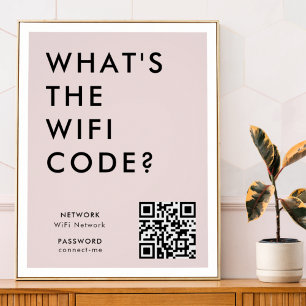 WiFi-wachtwoord Wat is de WiFi-code? QR-code Roz Poster