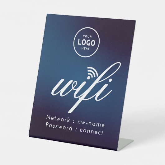 WiFi Wachtwoordcode Business Logo Blue Reclamebord Met Voetstuk (Voorkant)