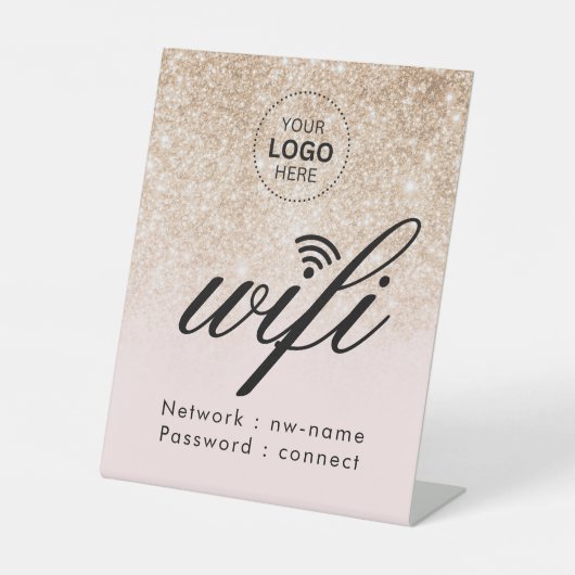 WiFi-wachtwoordcode Business Logo Reclamebord Met Voetstuk (Voorkant)