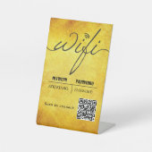 WiFi-wachtwoordcode Gold Business Logo QR-code Reclamebord Met Voetstuk (Voorkant)