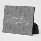 Wifi Wachtwoordcode | Grijze houten plaat (Zijkant)