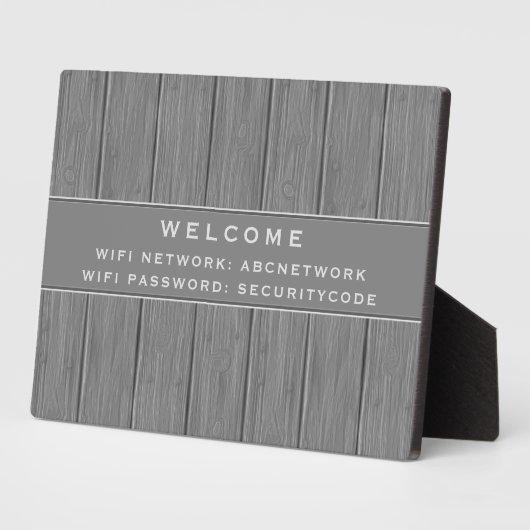 Wifi Wachtwoordcode | Grijze houten plaat (Zijkant)